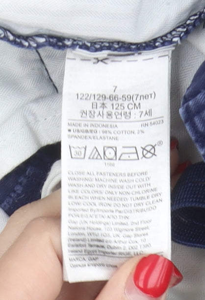 GAP Boys Blue Chino Trousers 7 Years Adjustable Waist