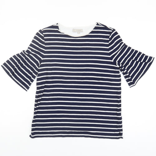 Hobbs Women's Blue Striped 3/4 Sleeve T-Shirt, S
