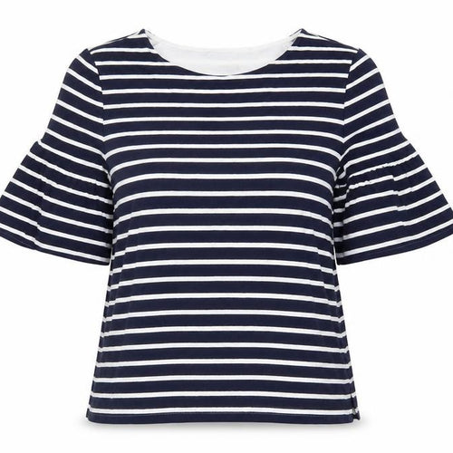 Hobbs Women's Blue Striped 3/4 Sleeve T-Shirt, S