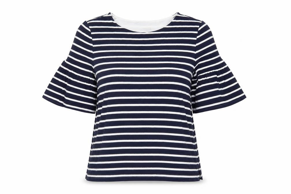 Hobbs Women's Blue Striped 3/4 Sleeve T-Shirt, S