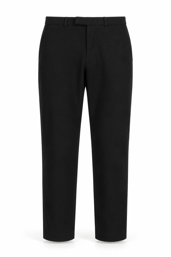 Front view of Marks & Spencer Men's Black Slim Trousers, size M, 30/31