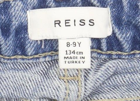 Reiss Girls Blue Straight Jeans, 8-9 Years, Cotton Denim