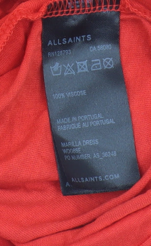AllSaints Red Asymmetric Dress, Size 10, Sleeveless
