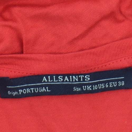 AllSaints Red Asymmetric Dress, Size 10, Sleeveless