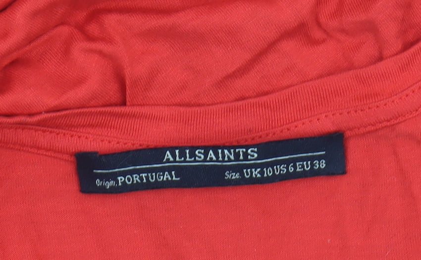 AllSaints Red Asymmetric Dress, Size 10, Sleeveless