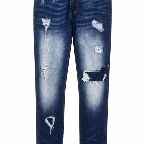 Voi Men's Blue Slim Fit Distressed Skinny Jeans