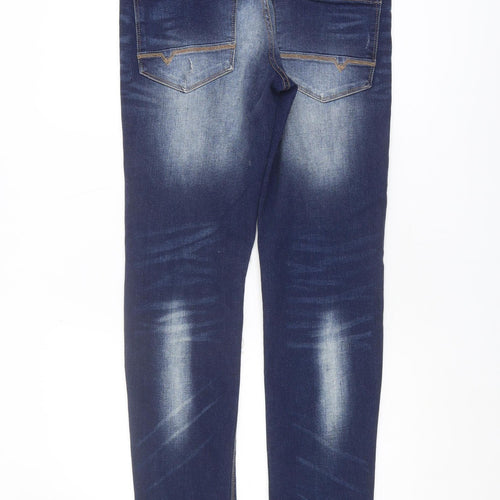 Voi Men's Blue Slim Fit Distressed Skinny Jeans