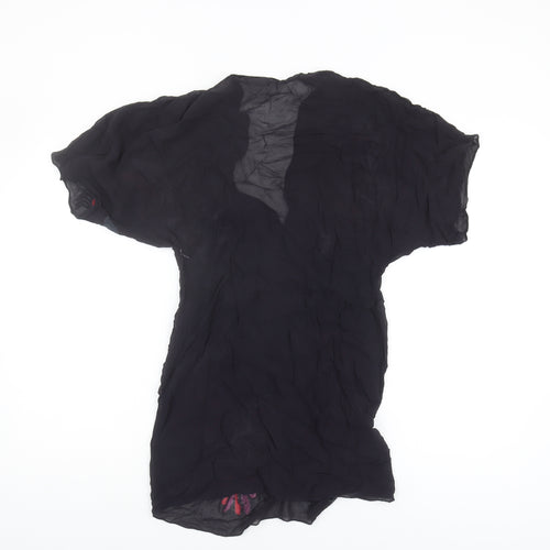 AllSaints Black Silk Embroidered Top, Size 10