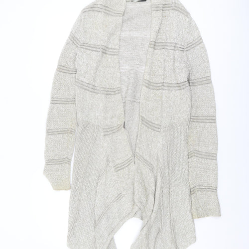 Esprit Women's Beige Open Front Cardigan M Striped