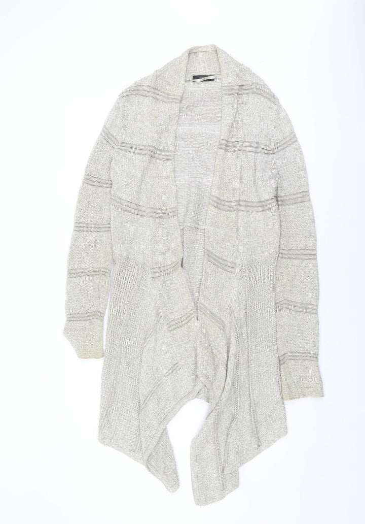 Esprit Women's Beige Open Front Cardigan M Striped
