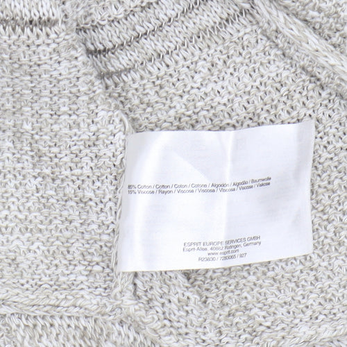 Esprit Women's Beige Open Front Cardigan M Striped