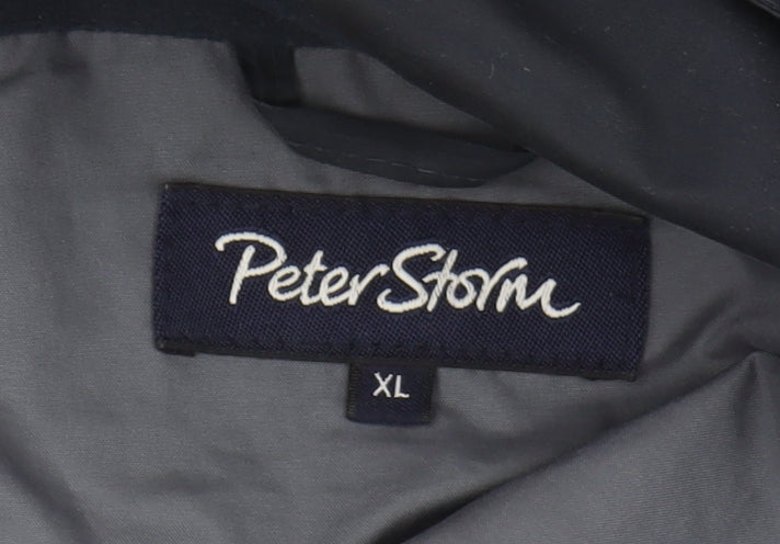 Peter Storm Men's Blue XL Hooded Waterproof Rain Coat