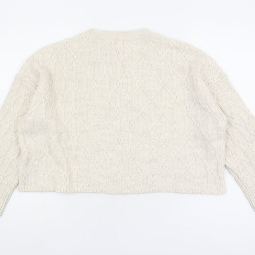 River Island Women's Ivory Cable-Knit Pullover Jumper M