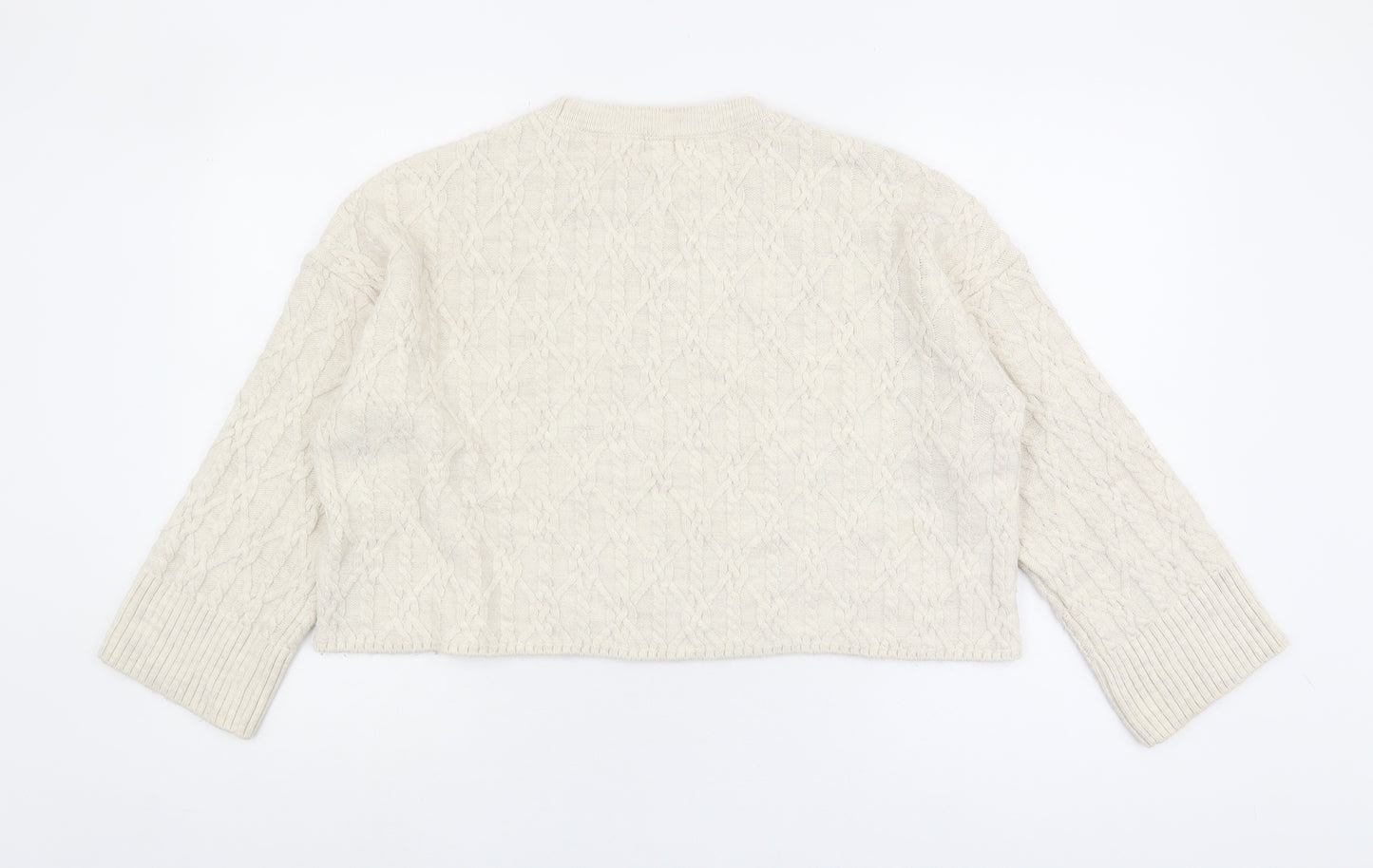 River Island Women's Ivory Cable-Knit Pullover Jumper M