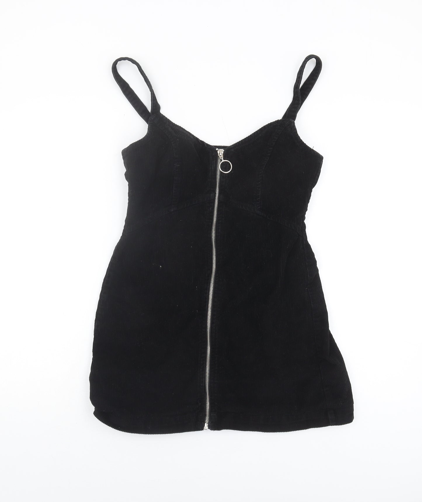 Topshop Women's Black Cotton Pinafore Dress Size 10