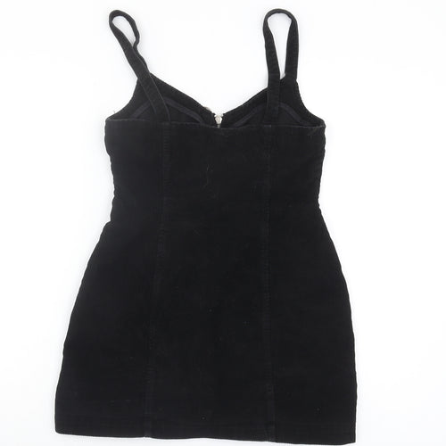 Topshop Women's Black Cotton Pinafore Dress Size 10