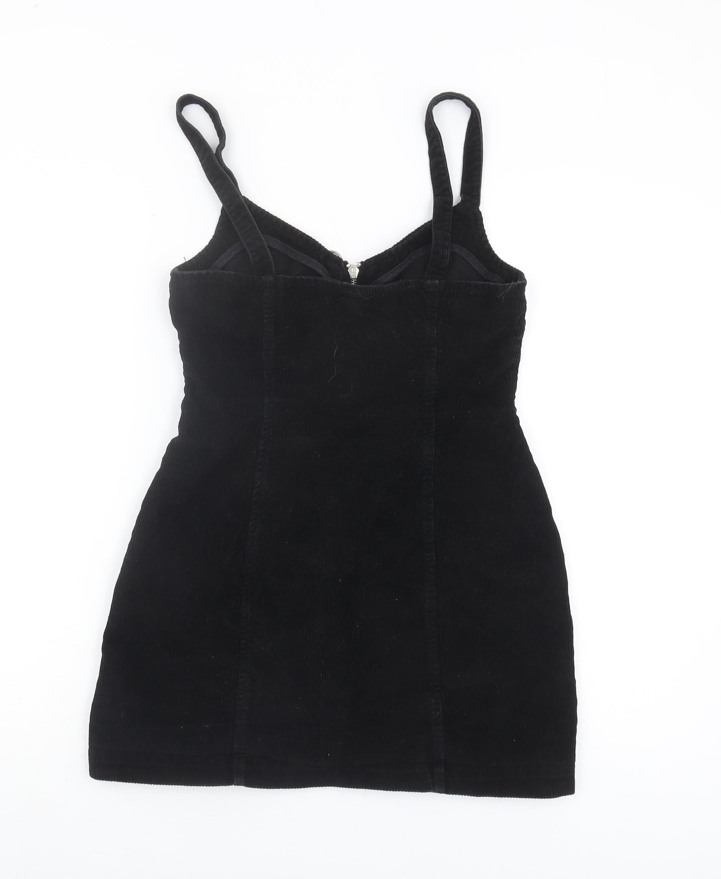 Topshop Women's Black Cotton Pinafore Dress Size 10