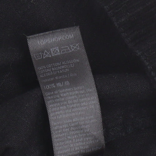 Topshop Women's Black Cotton Pinafore Dress Size 10