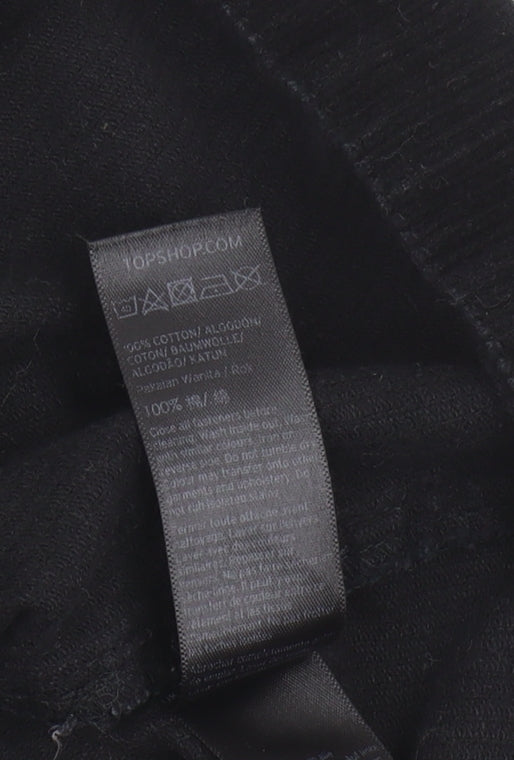 Topshop Women's Black Cotton Pinafore Dress Size 10