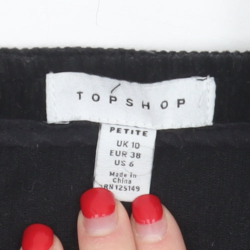 Topshop Women's Black Cotton Pinafore Dress Size 10