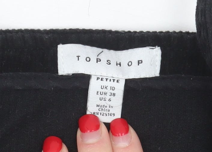 Topshop Women's Black Cotton Pinafore Dress Size 10