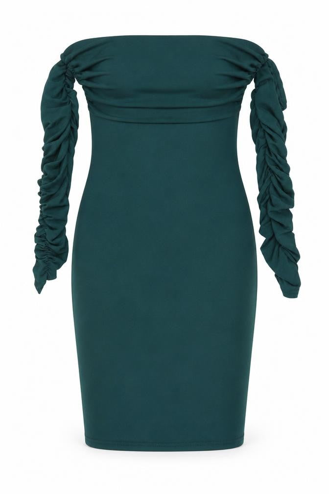 Front view of PRETTYLITTLETHING Women's Green Bodycon Dress, size 12