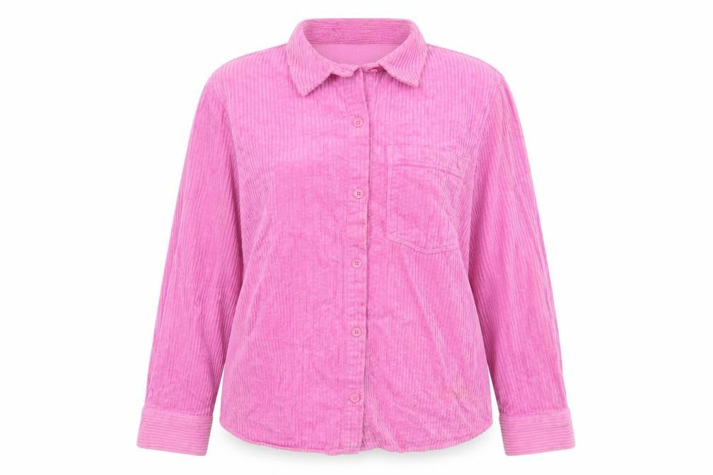 H&M Women's Pink Corduroy Button-Up Shirt XS