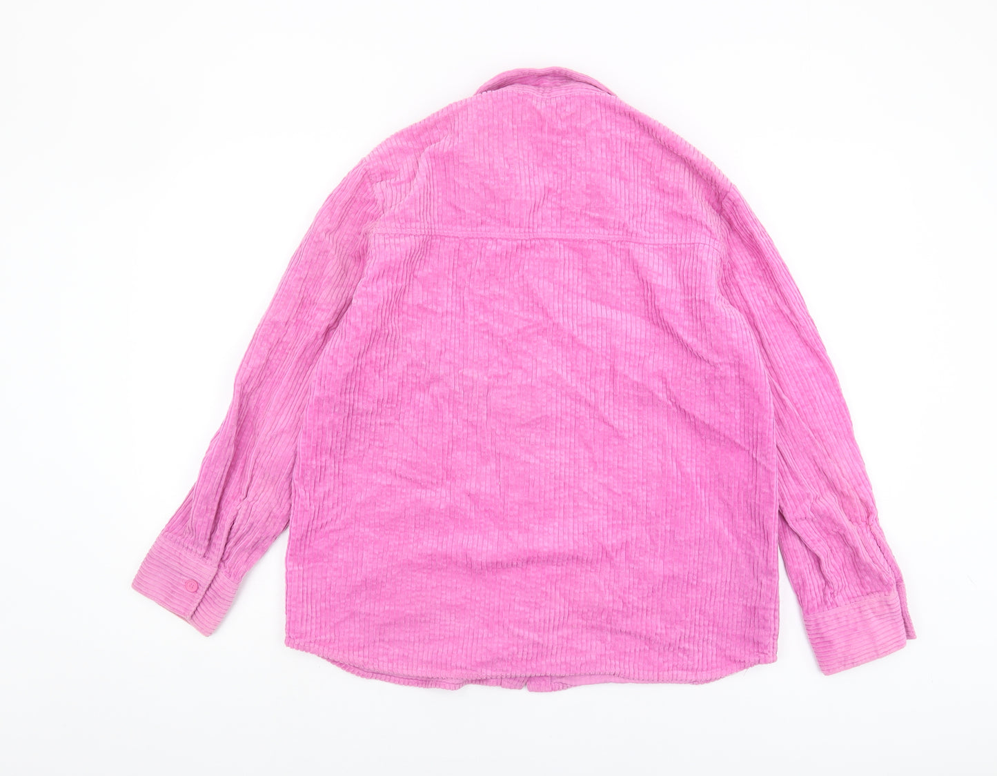 H&M Women's Pink Corduroy Button-Up Shirt XS