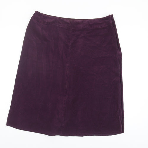 Marks and Spencer Women's Purple Corduroy Midi Skirt, Size 18