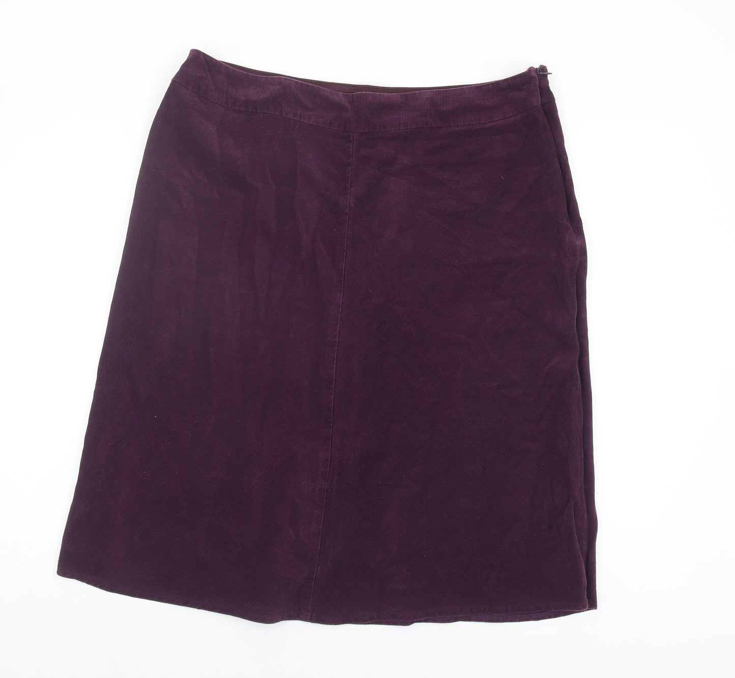 Marks and Spencer Women's Purple Corduroy Midi Skirt, Size 18