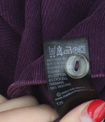 Marks and Spencer Women's Purple Corduroy Midi Skirt, Size 18