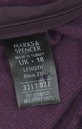 Marks and Spencer Women's Purple Corduroy Midi Skirt, Size 18
