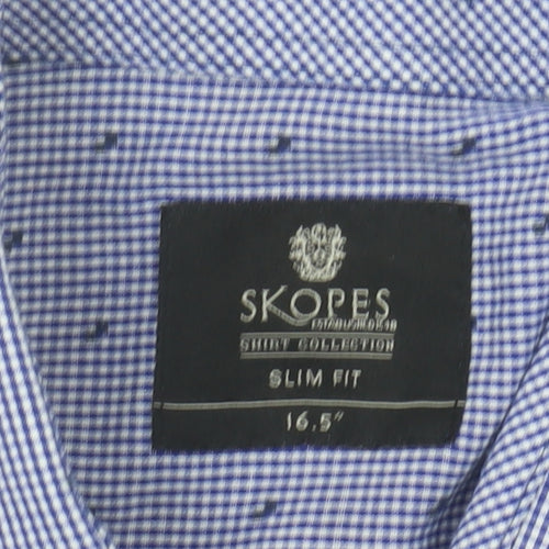 Skopes Men's Blue Slim Fit Check Shirt 16.5