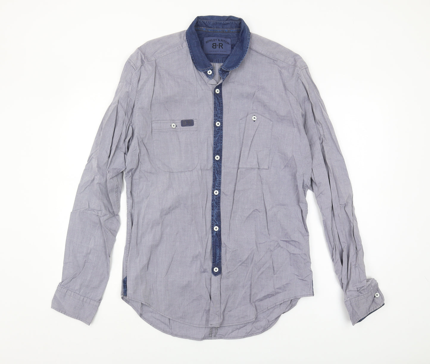 Bewley & Ritch Men's Blue Long Sleeve Shirt L