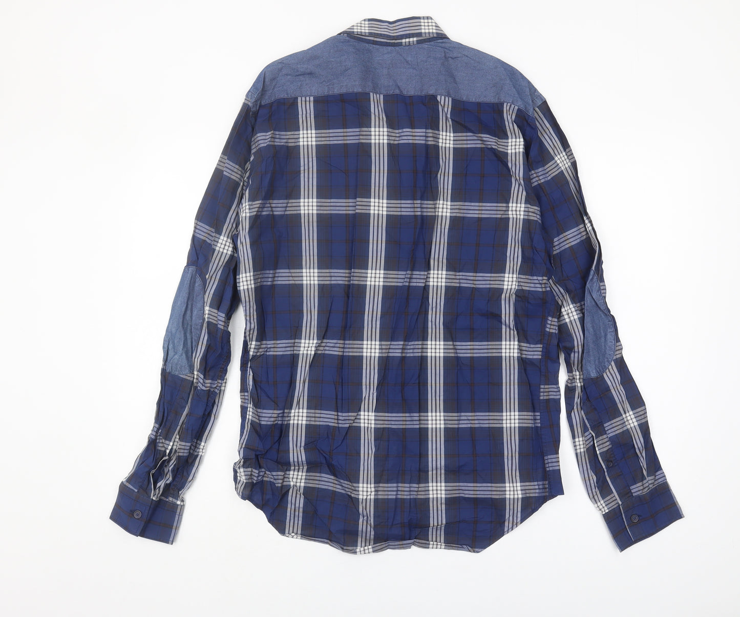 Zara Man Blue Plaid Slim Fit Long Sleeve Shirt L