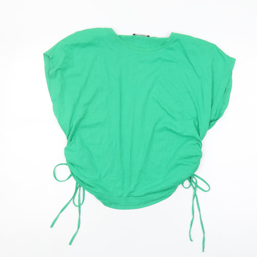 Zara Women's Green T-Shirt, Size 12, Crew Neck, Casual