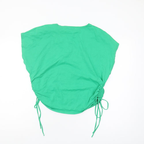Zara Women's Green T-Shirt, Size 12, Crew Neck, Casual