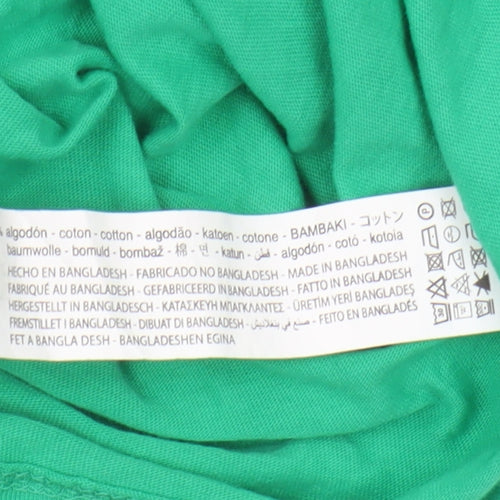 Zara Women's Green T-Shirt, Size 12, Crew Neck, Casual