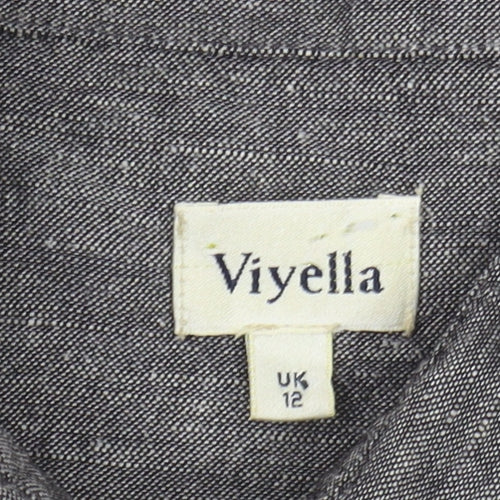 Viyella Women's Grey Button-Up Shirt UK 12