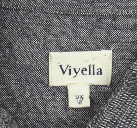 Viyella Women's Grey Button-Up Shirt UK 12