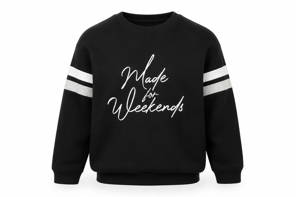 Front view of Marks & Spencer boys’ black graphic sweatshirt 12-13 years
