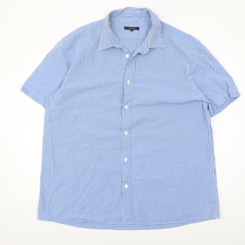 Jaeger Men's Blue Check Short Sleeve Shirt 2XL