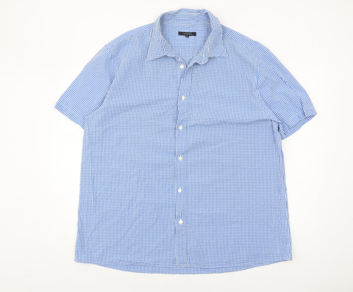Jaeger Men's Blue Check Short Sleeve Shirt 2XL