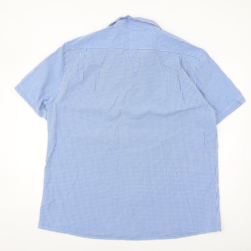 Jaeger Men's Blue Check Short Sleeve Shirt 2XL