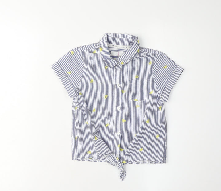 Jasper Conran Girls Blue Striped Button-Up Shirt 8 Years