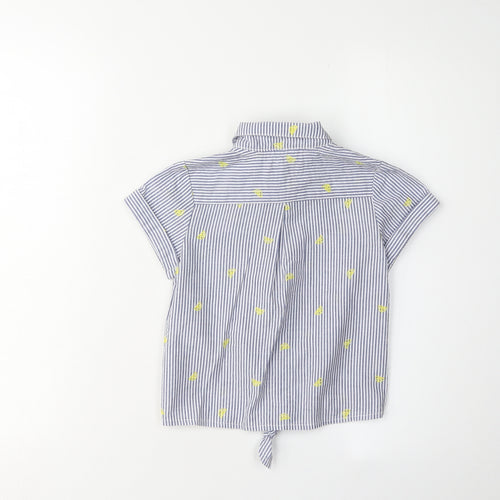 Jasper Conran Girls Blue Striped Button-Up Shirt 8 Years