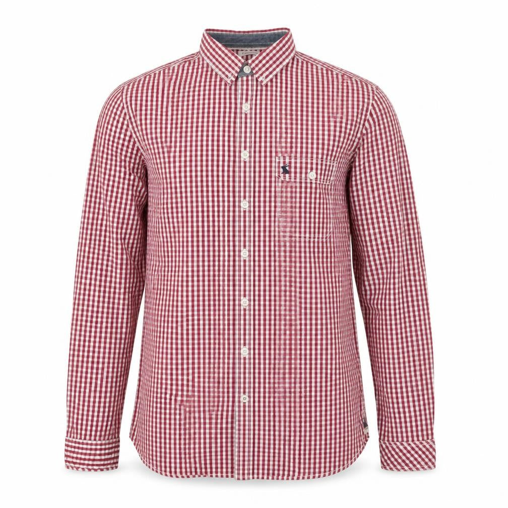 Front view of Superdry Men's Red Check Cotton Shirt -, size S