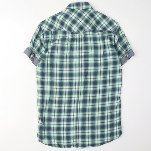 Jack & Jones Men's Green Plaid Short Sleeve Shirt S