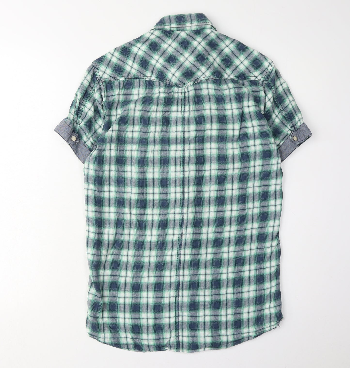Jack & Jones Men's Green Plaid Short Sleeve Shirt S