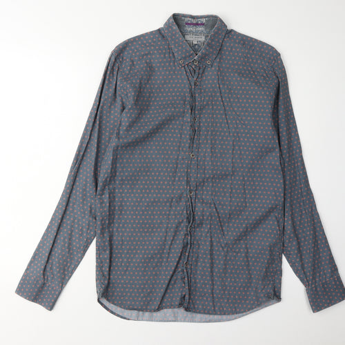 Ted Baker Men's Blue Geometric Shirt, Size M, Long Sleeve